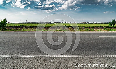 Highway overpass motion blur with city skyline background . Sunset scene city, road, asphalt, highway, landscape, sky, cityscape, Stock Photo