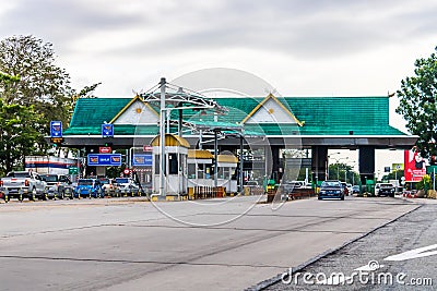 Highway pay toll station. Editorial Stock Photo