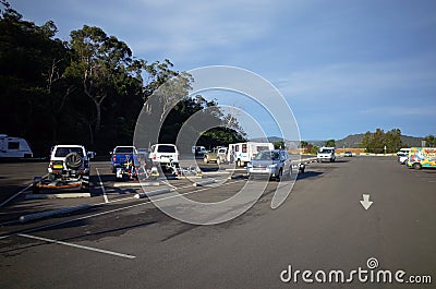 Highway rest stop parking lot in Australia Editorial Stock Photo