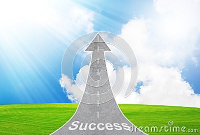 Highway road going up as an arrow symbolizing success, growth Stock Photo