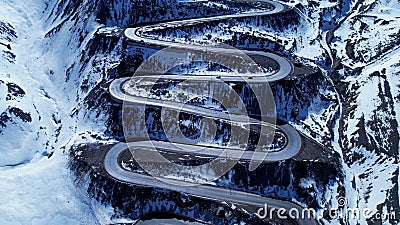 Highway road with scenic curves winding road at Andes Mountains. Stock Photo