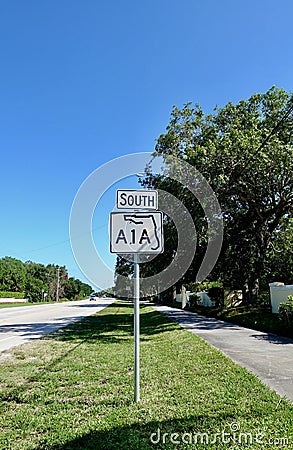 A Highway A1A road sign Editorial Stock Photo