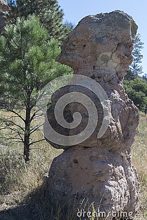 Highway 35 rock monolith. Stock Photo