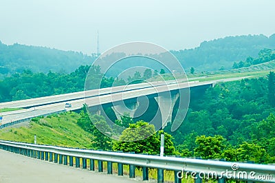 Highway runs through mountains of west virginia Stock Photo