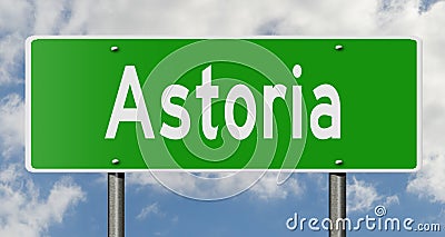 Highway sign for Astoria Stock Photo