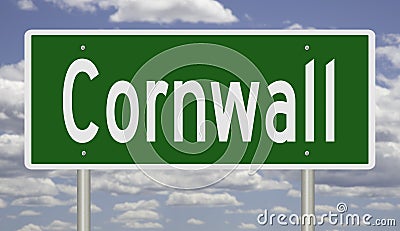 Highway sign for Cornwall Stock Photo