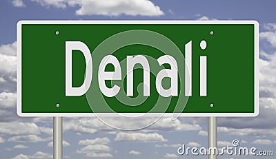 Highway sign for Denali Alaska Stock Photo