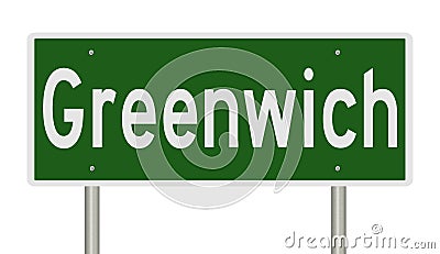 Highway sign for Greenwich Stock Photo