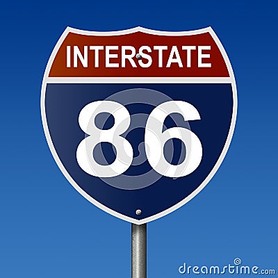 Highway sign for Interstate highway 86 Stock Photo