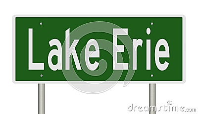 Highway sign for Lake Erie Stock Photo