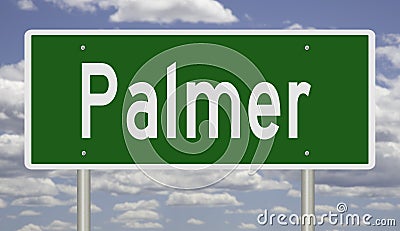 Highway sign for Palmer Alaska Stock Photo