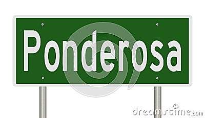 Highway sign for Ponderosa Stock Photo