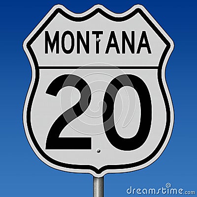 Highway sign for Route 20 in Montana Stock Photo