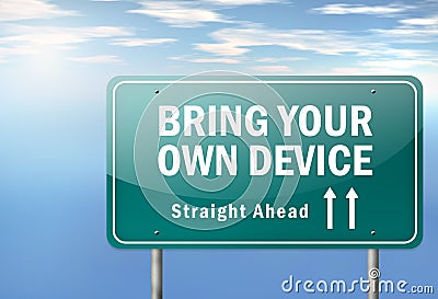 Highway Signpost BYOD - Bring Your Own Device Stock Photo