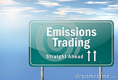 Highway Signpost Emissions Trading Stock Photo