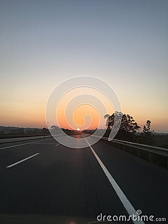 Highway at sunset, Canakkale, Turkey Stock Photo