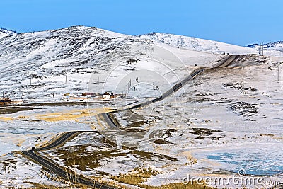 Highway on Tazheranskaya steppe Stock Photo