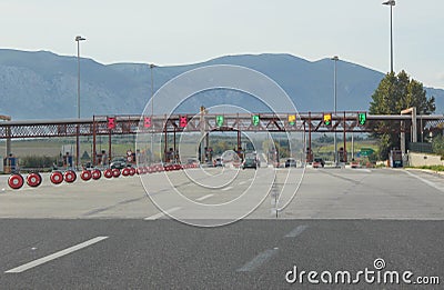 Highway tolls in Peloponnese, Greece Editorial Stock Photo