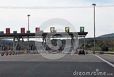 Highway tolls in Peloponnese, Greece Editorial Stock Photo