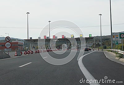 Highway tolls in Peloponnese, Greece Editorial Stock Photo