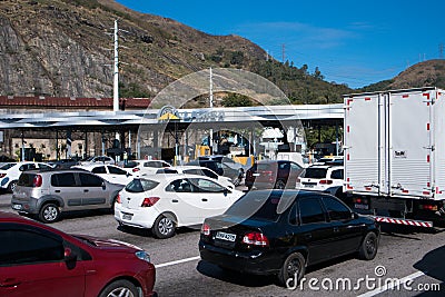 Highway Traffic Jam on Pay Toll Station Editorial Stock Photo