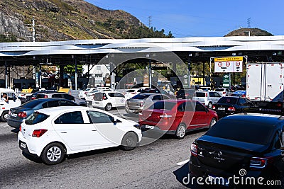 Highway Traffic Jam on Pay Toll Station Editorial Stock Photo