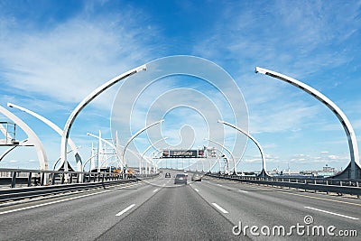 Highway Western Expressway Diameter on a sunny day Saint - Petersburg, Russia, June 2021 Editorial Stock Photo