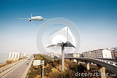 Highways and billboards Stock Photo