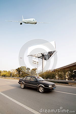 Highways and billboards Stock Photo