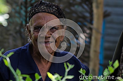 HIGUEY, DOMINICAN REPUBLIC - OCTOBER 29, 2015: Portrait of old dominican woman Editorial Stock Photo