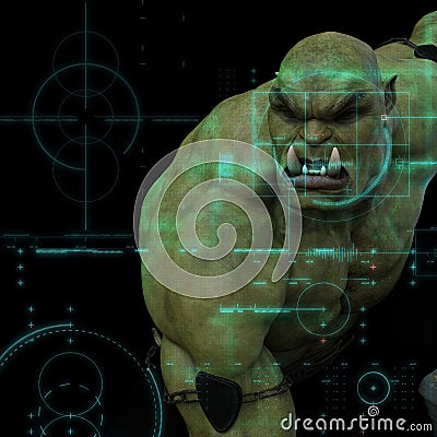 Hii tech ogre in black background Stock Photo