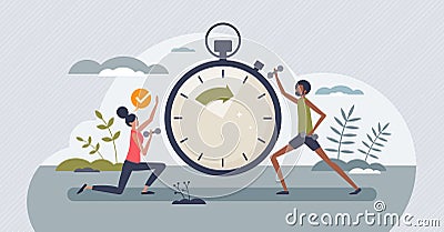 HIIT or high intensity interval training for strength tiny person concept Vector Illustration