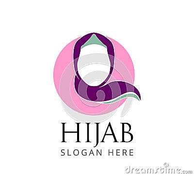 hijab girl women head cover logo design Stock Photo