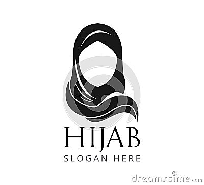 hijab girl women head cover vector logo design Vector Illustration