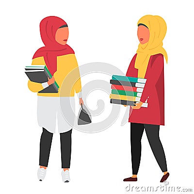 Hijab Muslim student with books. Education vector illustration Vector Illustration