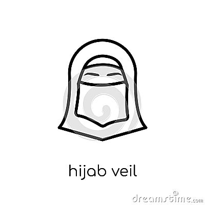Hijab veil icon. Trendy modern flat linear vector Hijab veil icon on white background from thin line Religion collection Vector Illustration