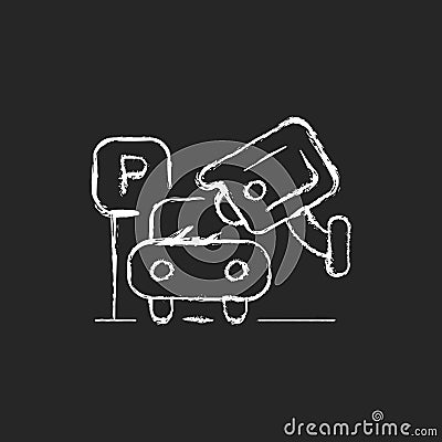 Hijacking prevention with camera footage chalk white icon on dark background Vector Illustration