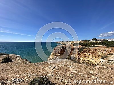 Hike along the algarvian coast in Lagoa, Algarve, Portugal Stock Photo