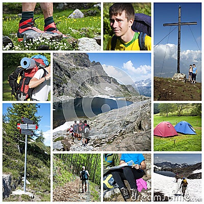 Hike collage Stock Photo