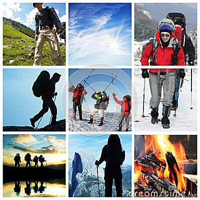 Hike collage Stock Photo