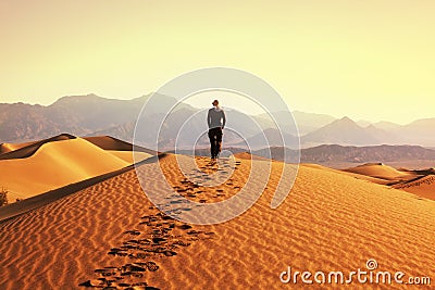 Hike in desert Stock Photo