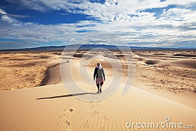 Hike in desert Stock Photo