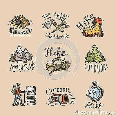 Hike emblems Vector Illustration