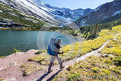 Hike in Glacier Stock Photo