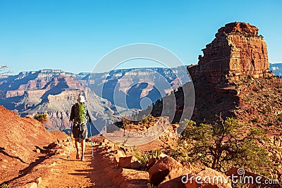 Hike in Grand Canyon Stock Photo