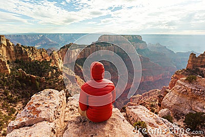Hike in Grand Canyon Stock Photo