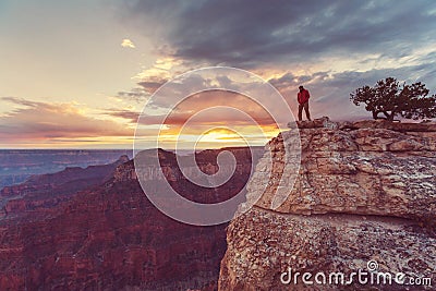 Hike in Grand Canyon Stock Photo