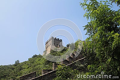 In a hike on the Great Wall of China, the site Badalin Stock Photo