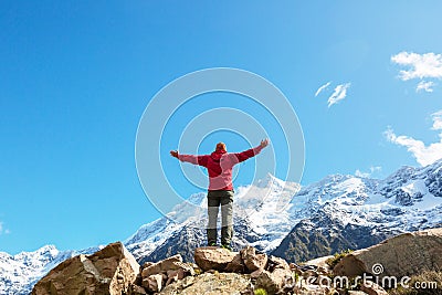 Hike in New Zealand mountains Stock Photo