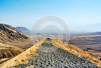 African scenery volcano hike in Crater Highlands Stock Photo